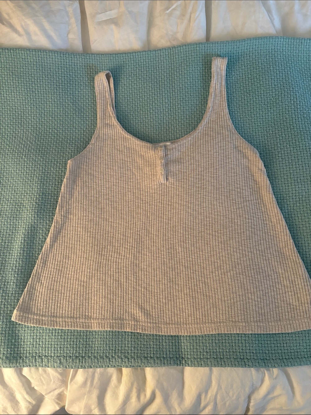 GAP LOVE Ribbed Henley Tank in Light Taupe